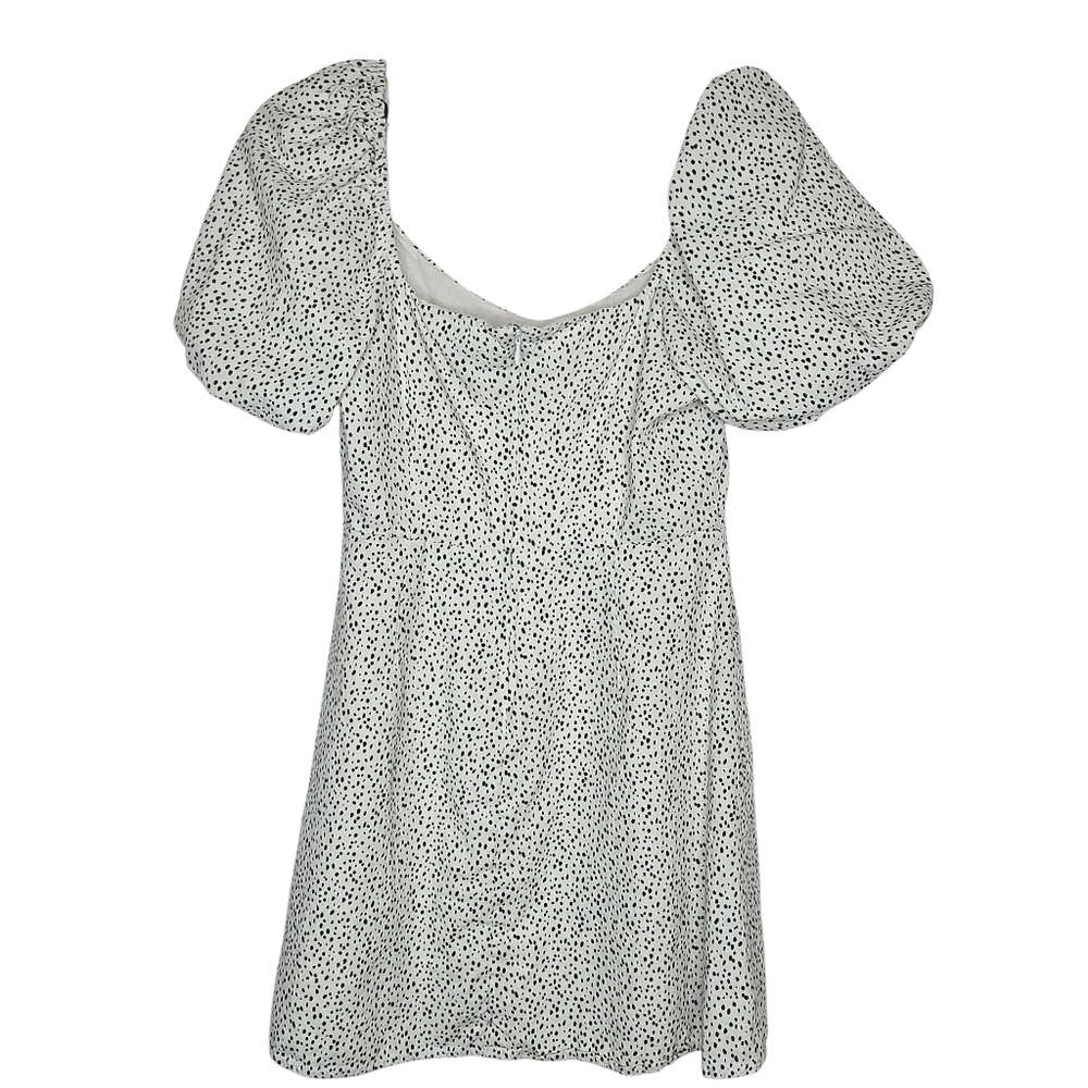 Forever 21 dalmatian print puff sleeve mini dress